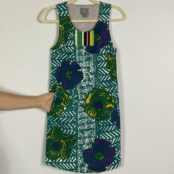 Anthropologie | Vanessa Virginia Graphic Hibiscus shift dress, US size 0, Pocket - Picture 5 of 14